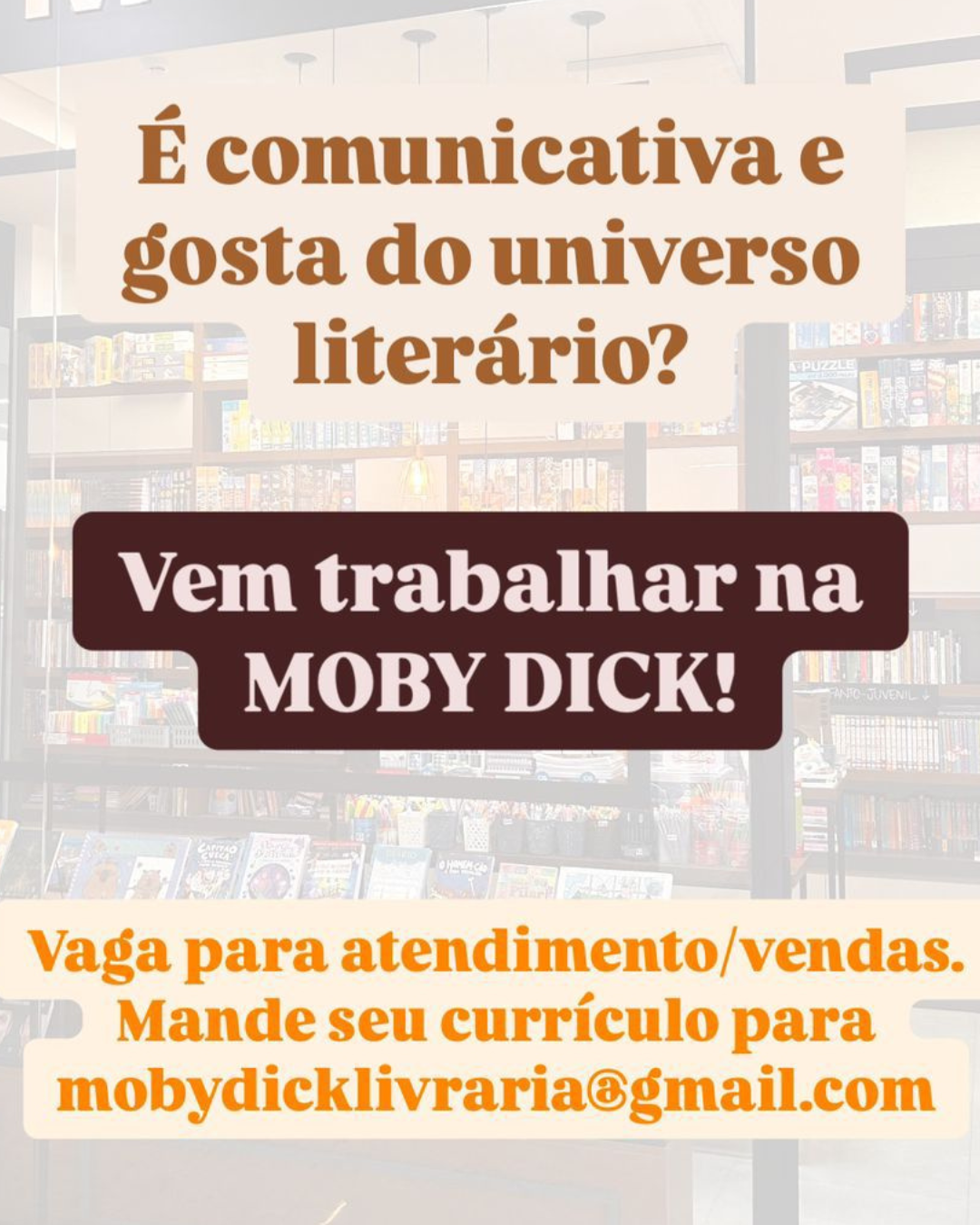Vem trabalhar na Moby Dick!